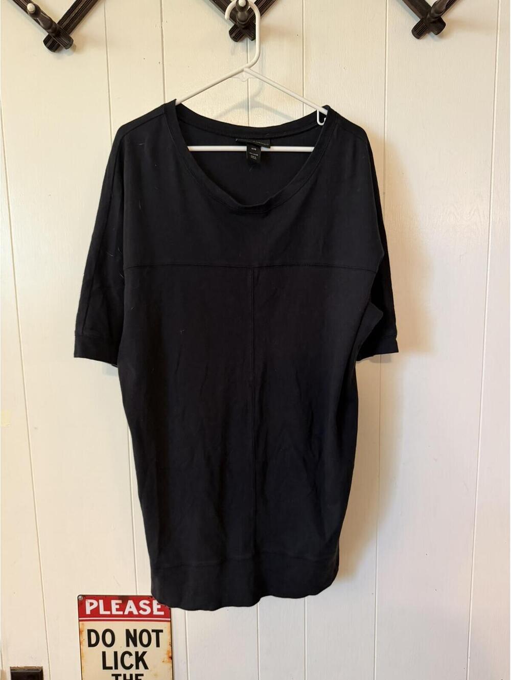 Lane Bryant Black Cotton Short Sleeve Tunic Top Women's 14/16